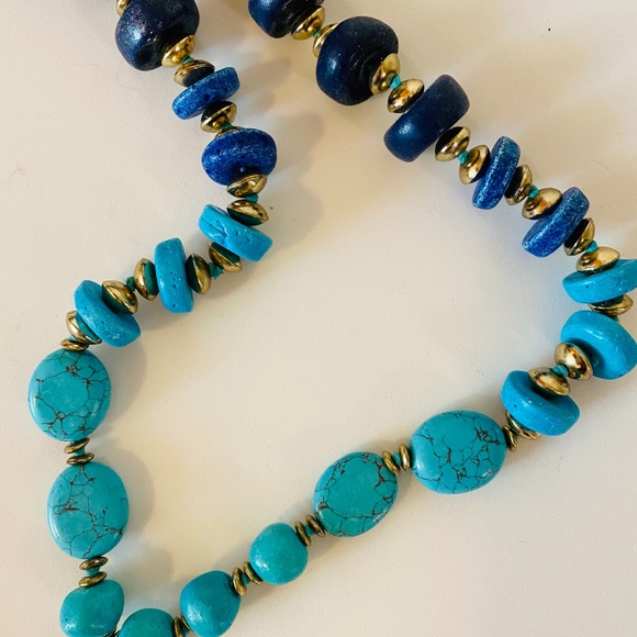 Chico's Long Blue and Turquoise Necklace - Picture 2 of 4